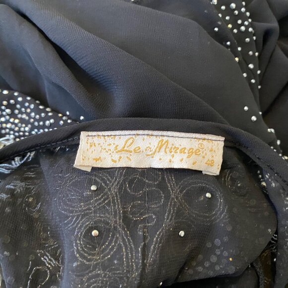 Le Mirage Kaftan Dress Cover Up Semi Sheer Embellished Black Sz 48/XXL Resort - Picture 3 of 14